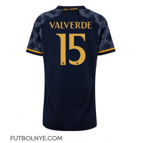 Camiseta Real Madrid Federico Valverde #15 Visitante Equipación para mujer 2023-24 manga corta